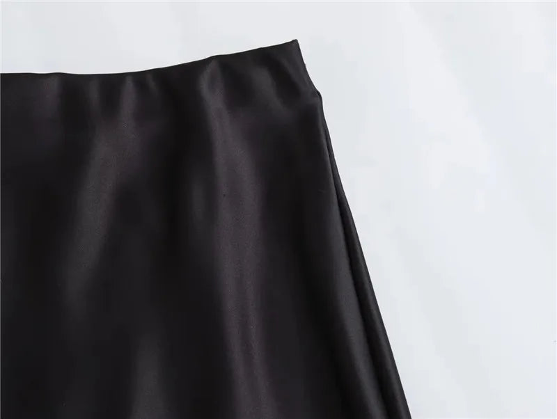 Elegant Satin Midi Skirt | High Waist | Office & Party