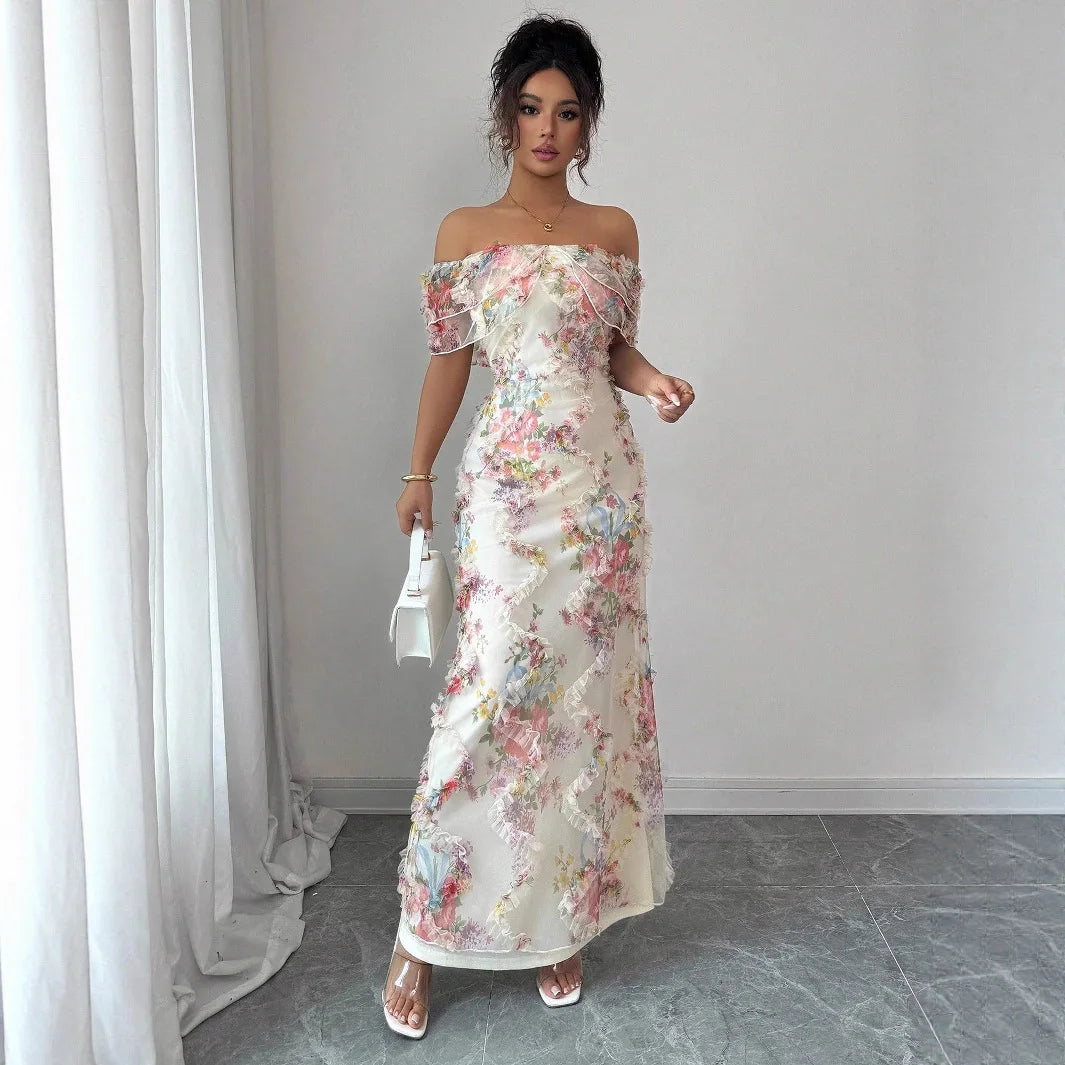 Elegant Off-Shoulder Floral Dress
