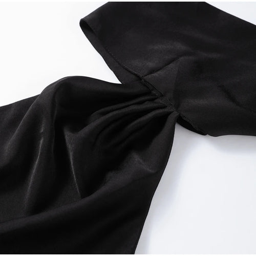 Elegant Satin Halter Dress – Backless Party Gown
