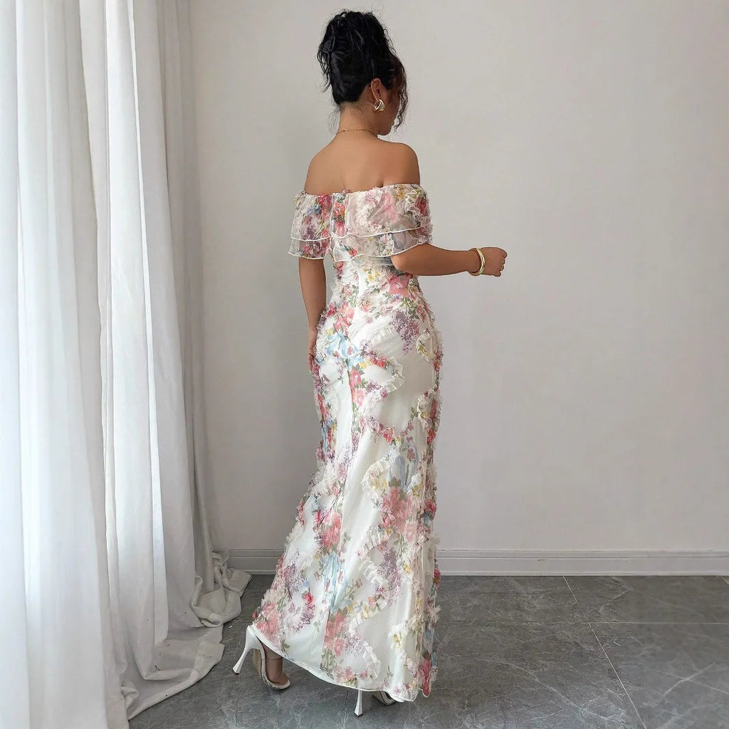 Elegant Off-Shoulder Floral Dress