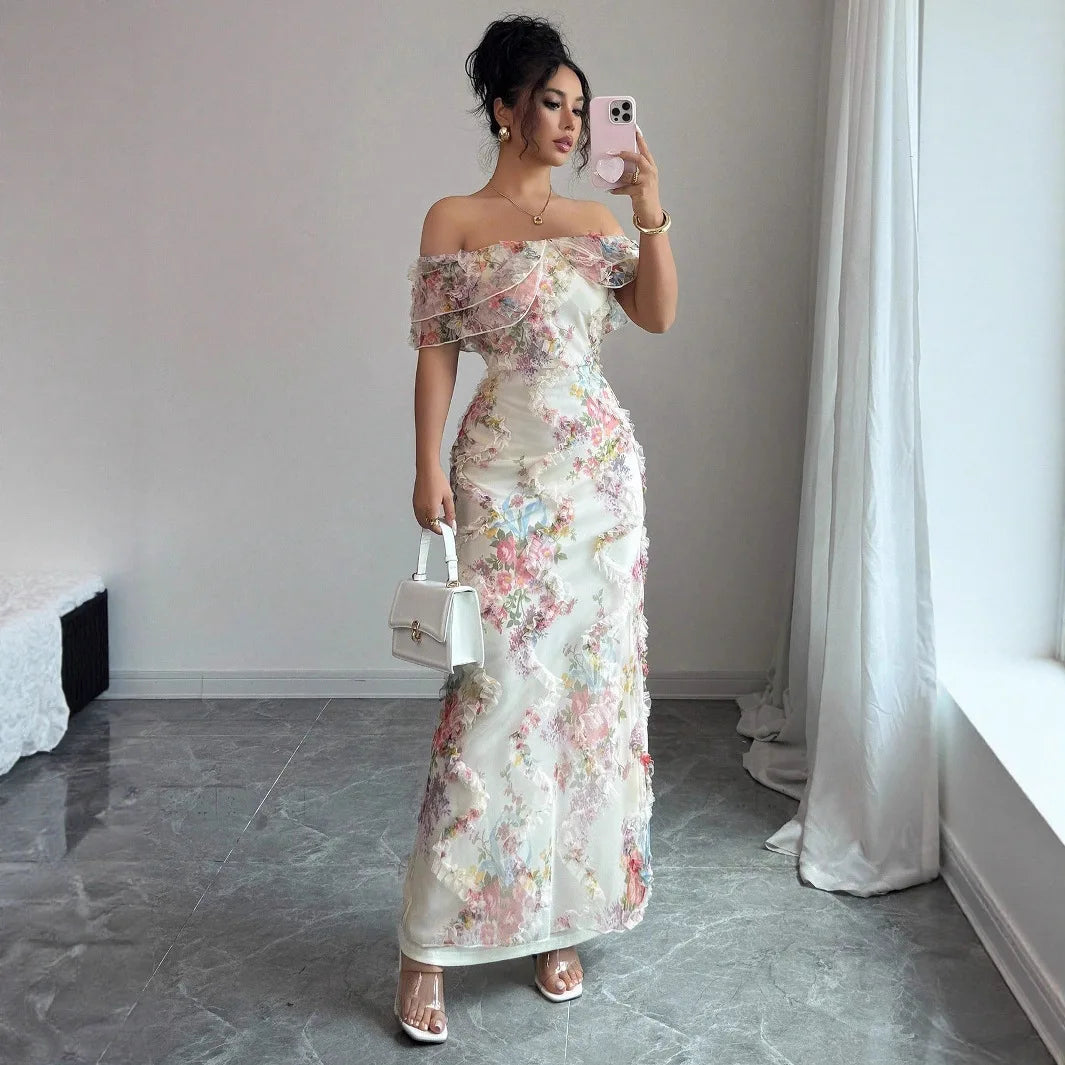 Elegant Off-Shoulder Floral Dress