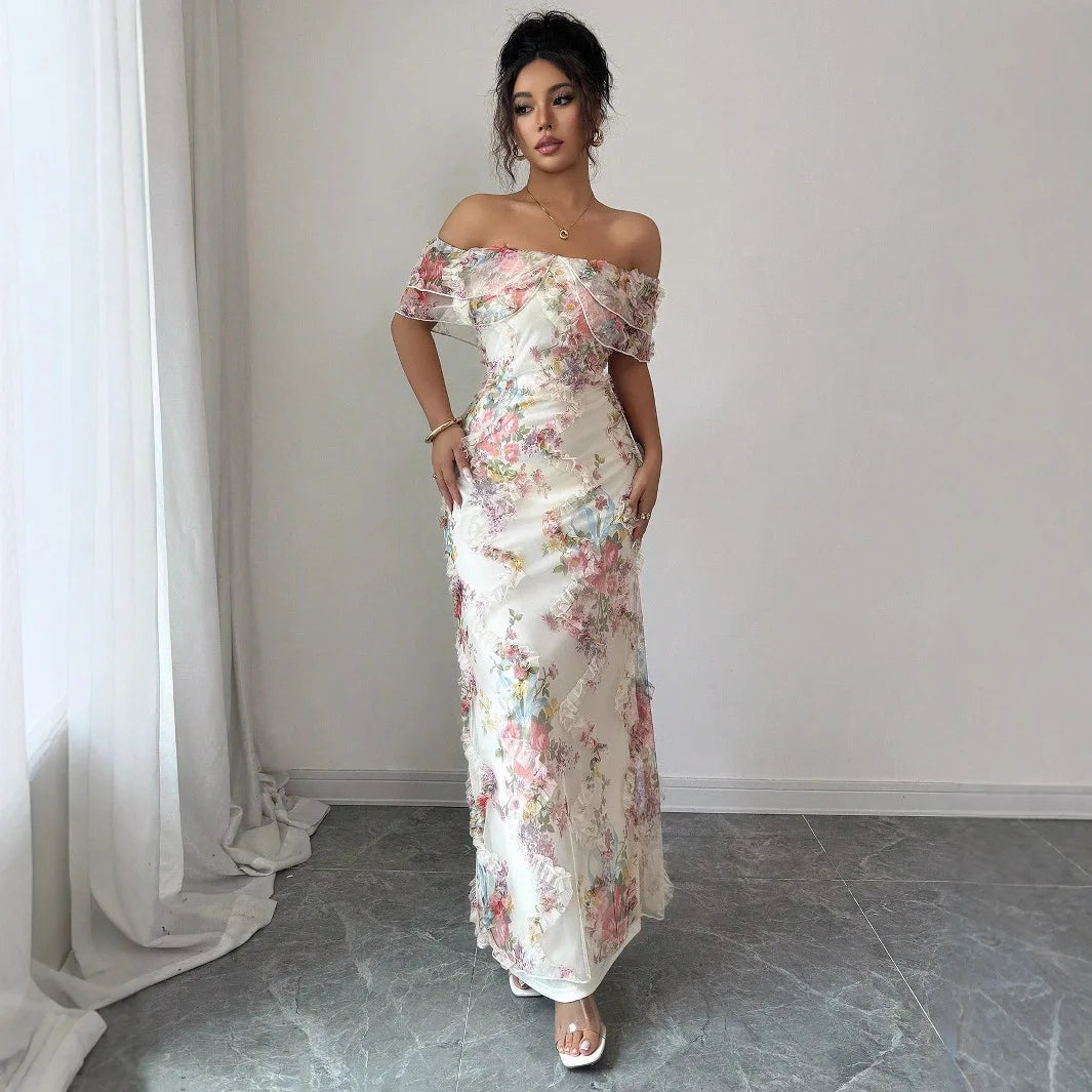 Elegant Off-Shoulder Floral Dress
