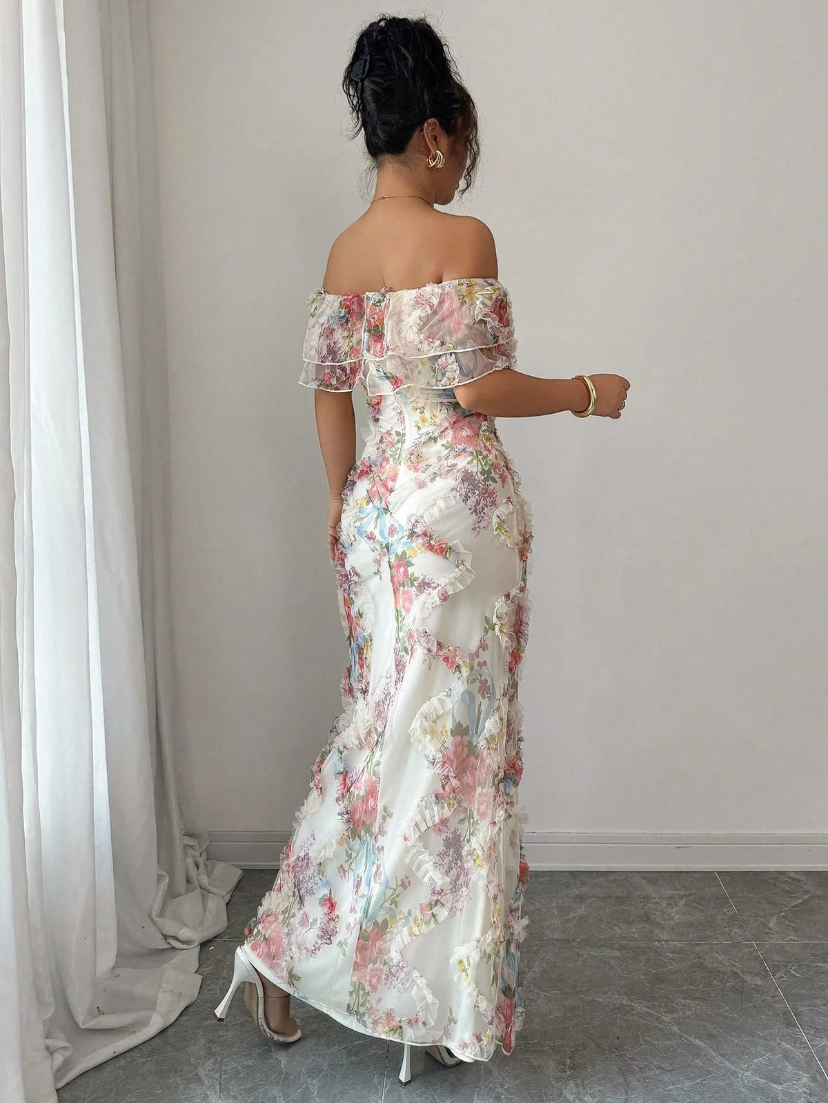 Elegant Off-Shoulder Floral Dress