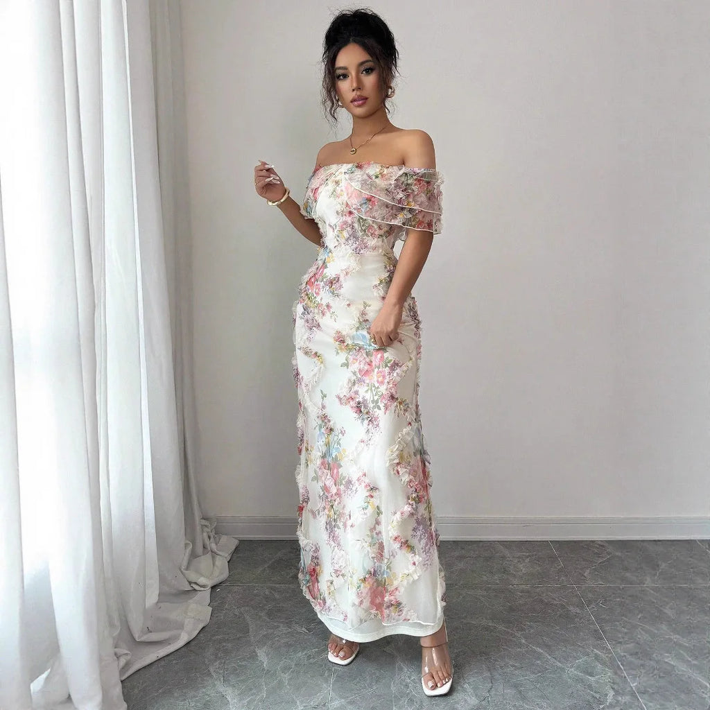 Elegant Off-Shoulder Floral Dress