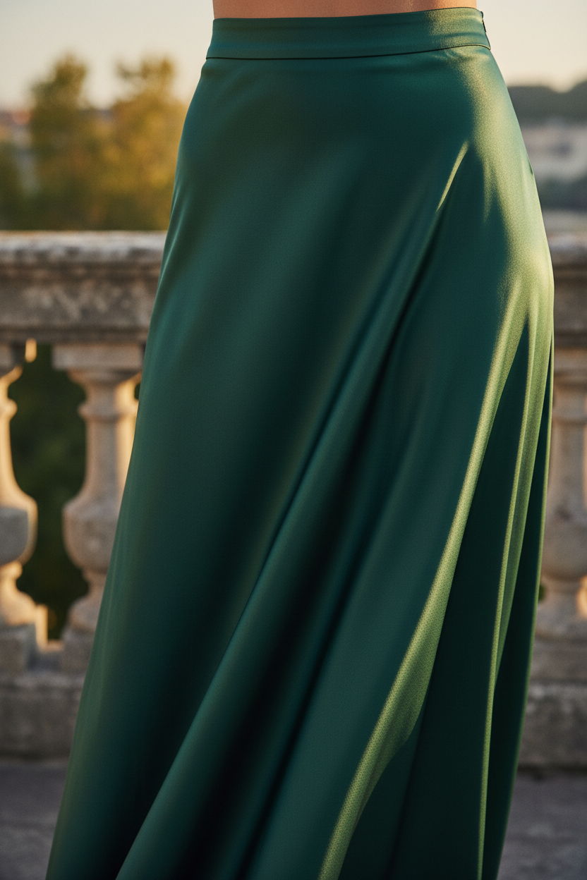 Elegant Satin Midi Skirt | High Waist | Office & Party